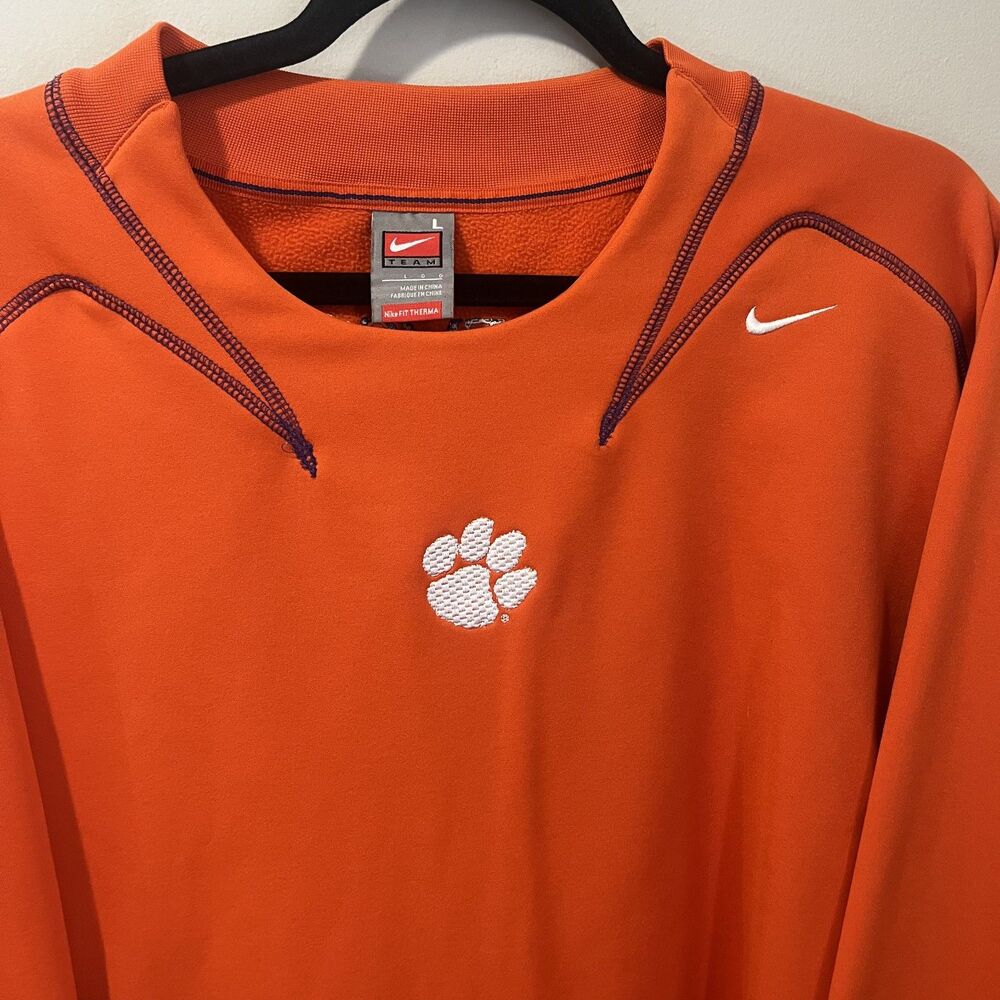 Clemson Tigers Nike Team NikeFIT THERMA Large Authentic Orange Crewneck College